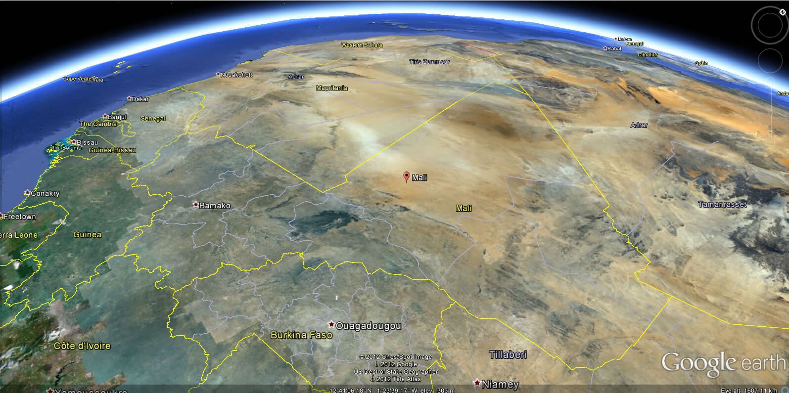 Mali Earth Map